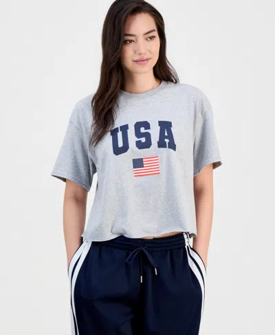 Love Tribe Juniors' Usa 76 Cotton Short-sleeve T-shirt In Gray