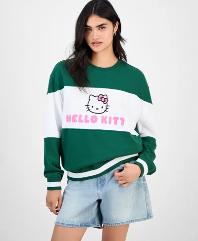 Love Tribe Juniors' Varsity Hello Kitty Sweatshirt In Green