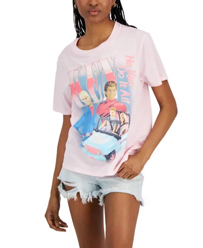 Love Tribe Juniors' Vintage Ken Crewneck T-shirt In Cloud Pink