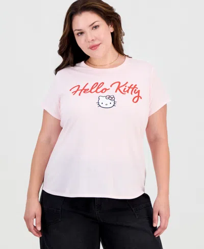 Love Tribe Plus Size Hello Kitty Tee With App Graphic Crewneck T-shirt In Ballet Slipper