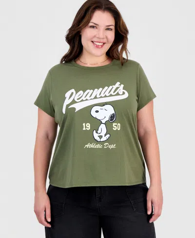 Love Tribe Plus Size Snoopy Graphic Applique T-shirt In Tea