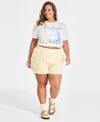 Love Tribe Trendy Plus Size Cotton Striped Boxer Shorts In Neutral
