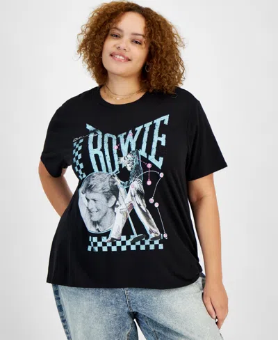 Love Tribe Trendy Plus Size David Bowie Short-sleeve T-shirt In Black