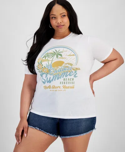 Love Tribe Trendy Plus Size Endless Summer Graphic T-shirt In White