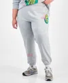 Love Tribe Trendy Plus Size Grinch Wreath Graphic Sweatpants In Gray