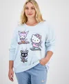 Love Tribe Trendy Plus Size Hello Kitty & Friends Skiing Graphic Sweatshirt In Blue