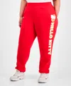 Love Tribe Trendy Plus Size Hello Kitty Holiday Sweatpants In Red