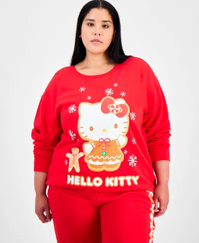 Love Tribe Trendy Plus Size Hello Kitty Holiday Sweatshirt In Red