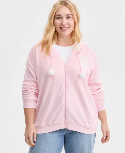Love Tribe Trendy Plus Size Hello Kitty Pom-pom Hoodie In Pink