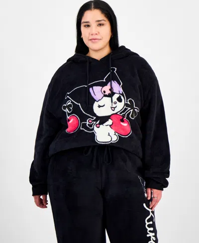 Love Tribe Trendy Plus Size Kuromi Fleece Pullover Hoodie In Black