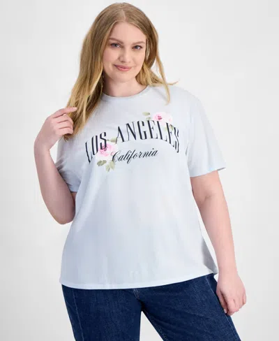 Love Tribe Trendy Plus Size Los Angeles T-shirt In Blue