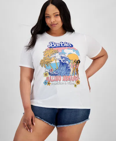 Love Tribe Trendy Plus Size Malibu Barbie Graphic T-shirt In Egret