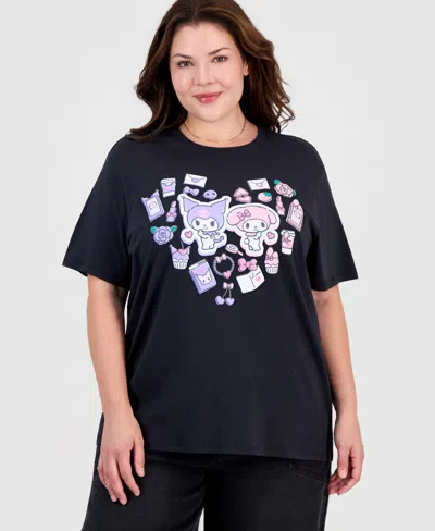 Love Tribe Trendy Plus Size Sanrio Graphic Print T-shirt In Silver