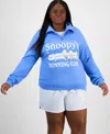 Love Tribe Trendy Plus Size Snoopy Running Club Half Zip Sweatshirt Striped Boxer Shorts In Provence