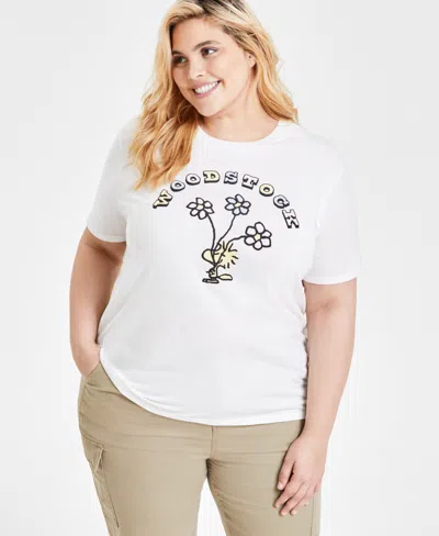 Love Tribe Trendy Plus Size Woodstock Graphic Print T-shirt In White