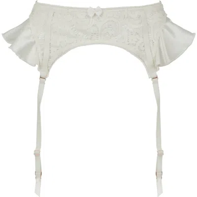 Love, Vera Satin & Lace Garter Belt In Ivory