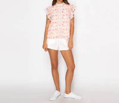Love Wednesday Bellflower Print Blouse In Pink