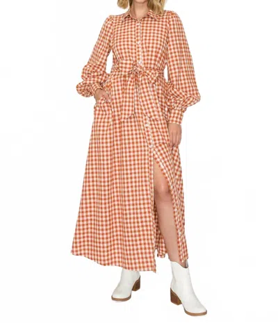 Love Wednesday Gingham Daydream Maxi Dress In Orange