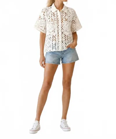 Love Wednesday Isla Crochet Shirt Top In White