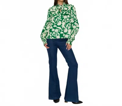 Love Wednesday Merritt Bow Tie Blouse In Green