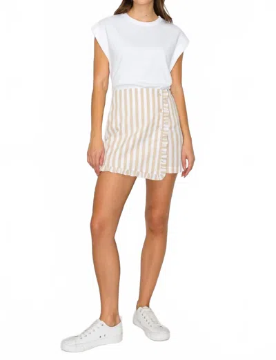 Love Wednesday Ruffle Stripe Skort In Tan In White