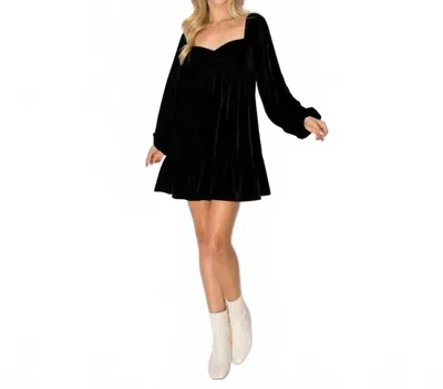 Love Wednesday Velvet Mini Dress In Black
