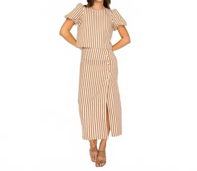 Love Wednesday Women's All'arancia Midi Skirt In Brown/ivory