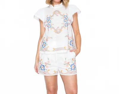 Love Wednesday Women's Heirloom Garden Embroidered Top In White