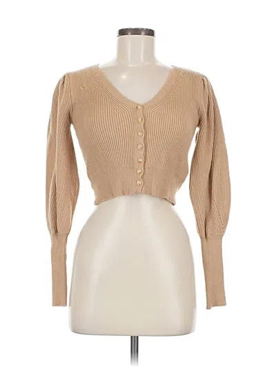 Pre-owned Love, Whit By Whitney Port Cardigan Sweater In Tan