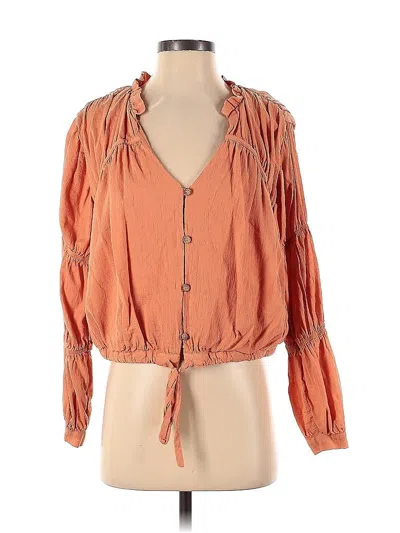 Pre-owned Love, Whit By Whitney Port Long Sleeve Blouse In Orange