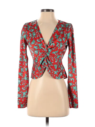 Pre-owned Love, Whit By Whitney Port Long Sleeve Blouse In Red