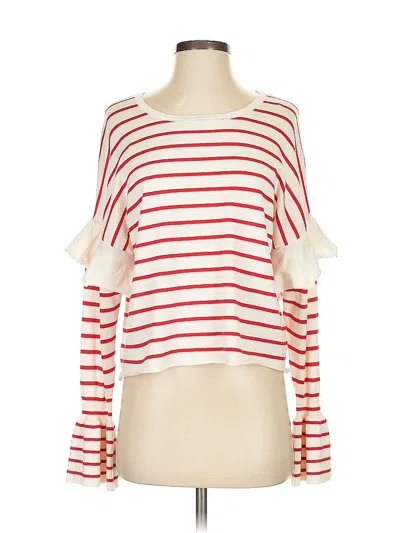 Pre-owned Love X Design Long Sleeve Top Red Boatneck Tops