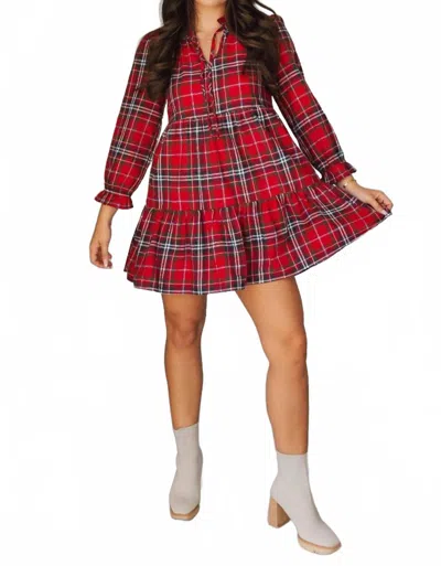 Love You Bunches Victoria Plaid Tiered Mini Dress In Red Multi