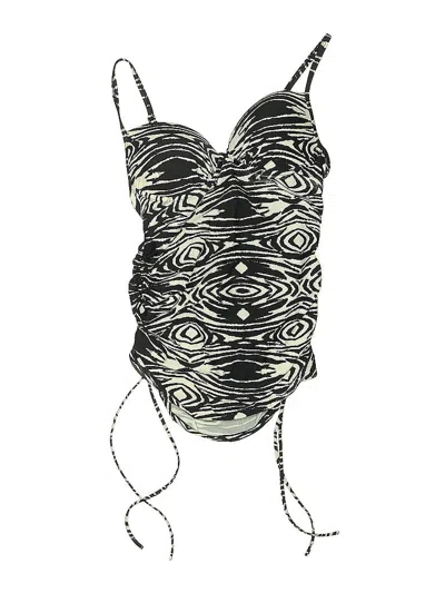 Pre-owned Love Your Assets Swimsuit Top Black Print Pattern Swimwear