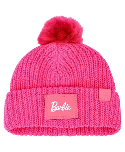 Love Your Melon Kids' Youth Boys And Girls  Pink Barbie Satin Lined Cuffed Knit Hat With Pom