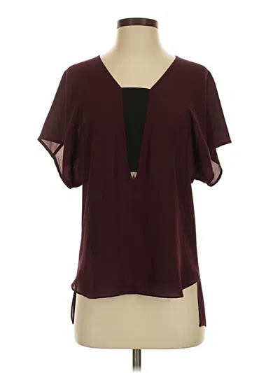 Pre-owned Love...ady Short Sleeve Blouse In Burgundy