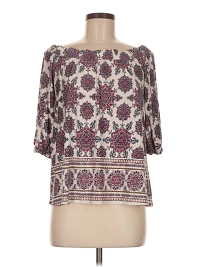 Pre-owned Loveappella 3/4 Sleeve Blouse In Burgundy