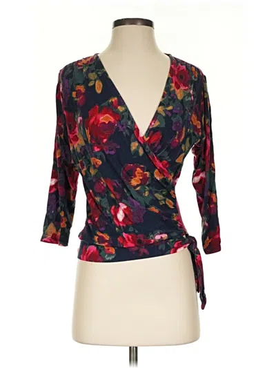 Pre-owned Loveappella 3/4 Sleeve Blouse In Burgundy