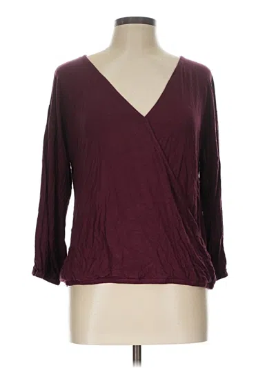 Pre-owned Loveappella 3/4 Sleeve Blouse In Burgundy