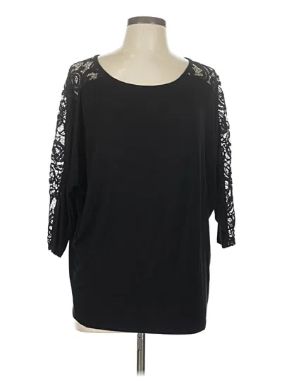 Pre-owned Loveappella 3/4 Sleeve Top Black Boatneck Tops