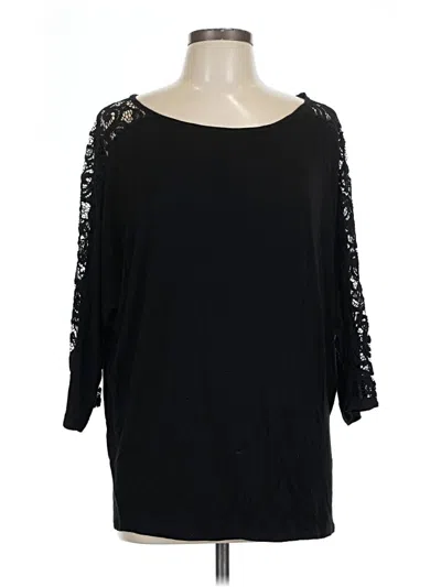 Pre-owned Loveappella 3/4 Sleeve Top Black Boatneck Tops