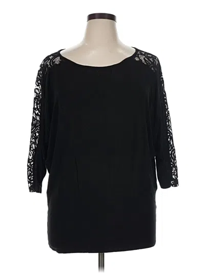 Pre-owned Loveappella 3/4 Sleeve Top Black Boatneck Tops