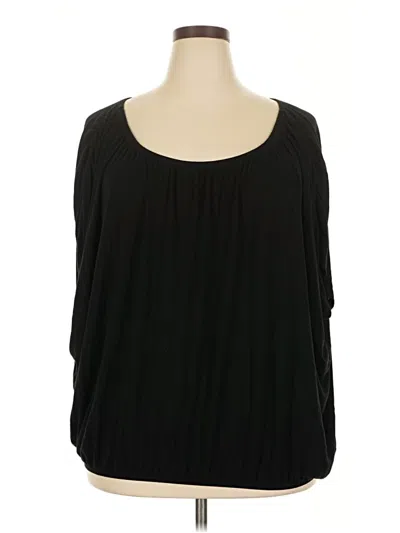 Pre-owned Loveappella 3/4 Sleeve Top Black Scoop Neck Tops