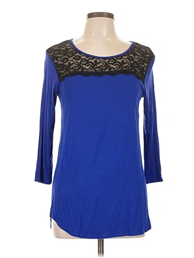 Pre-owned Loveappella 3/4 Sleeve Top Blue Boatneck Tops