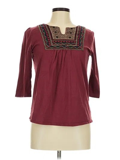 Pre-owned Loveappella 3/4 Sleeve Top Burgundy Open Neckline Tops