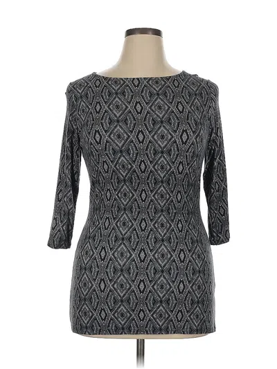 Pre-owned Loveappella 3/4 Sleeve Top Gray Boatneck Tops