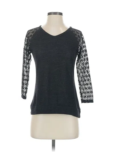 Pre-owned Loveappella 3/4 Sleeve Top Gray Crew Neck Tops