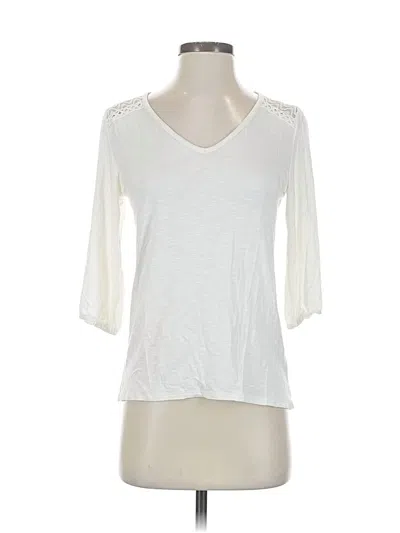 Pre-owned Loveappella 3/4 Sleeve Top Ivory V Neck Tops In White