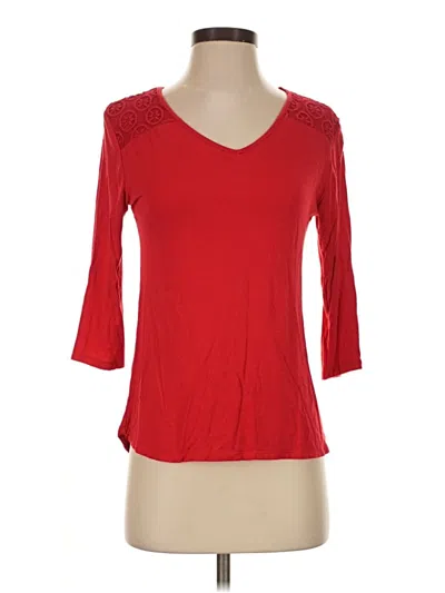 Pre-owned Loveappella 3/4 Sleeve Top Red Scoop Neck Tops