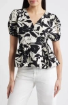 Loveappella Abstract Leaf Print Wrap Top In Multi